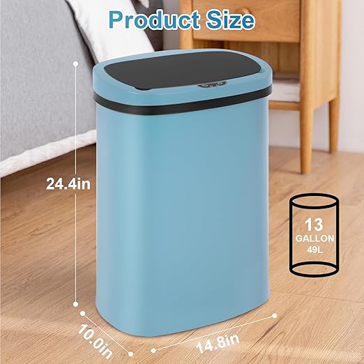 FDW Garbage Can 13 Gallon 50 Liter Kitchen Trash Can for Bathroom Bedroom Home Office Automatic Touch Free High-Capacity with Lid Waste Bin