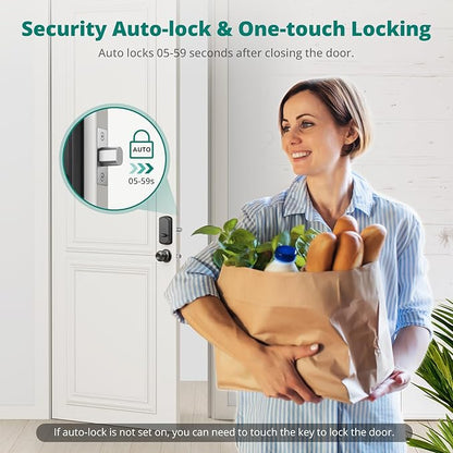 AkaGear DS10 Keyless Entry Door Lock with Door Knob, Fingerprint Door Lock, Electronic Keypad Deadbolt, Smart Door Lock, Smart Locks for Front Door, Auto-Lock - Oil Rubbed Bronze