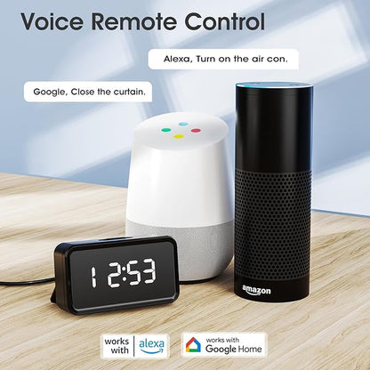 WiFi Smart IR Remote Controller with Type-C Port and Time Display, Universal Infrared Remote Controller for TV DVD AC Fan STB, Compatible with Alexa, Google Assistant, No Hub Required