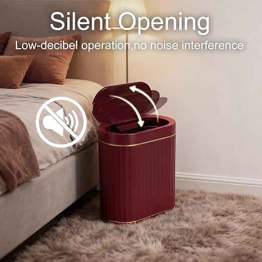 ELPHECO 2 Gallon Sensor Trash Can, Automatic Lid, Burgundy Gold