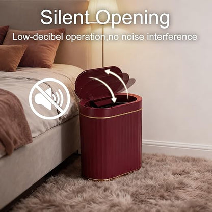 ELPHECO 2 Gallon Sensor Trash Can, Automatic Lid, Burgundy Gold
