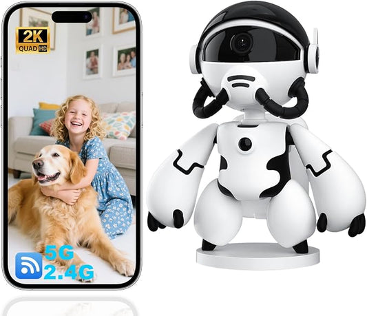 2K Indoor Robot Camera, 5G/2.4G WiFi Indoor Security Camera for Baby Pet