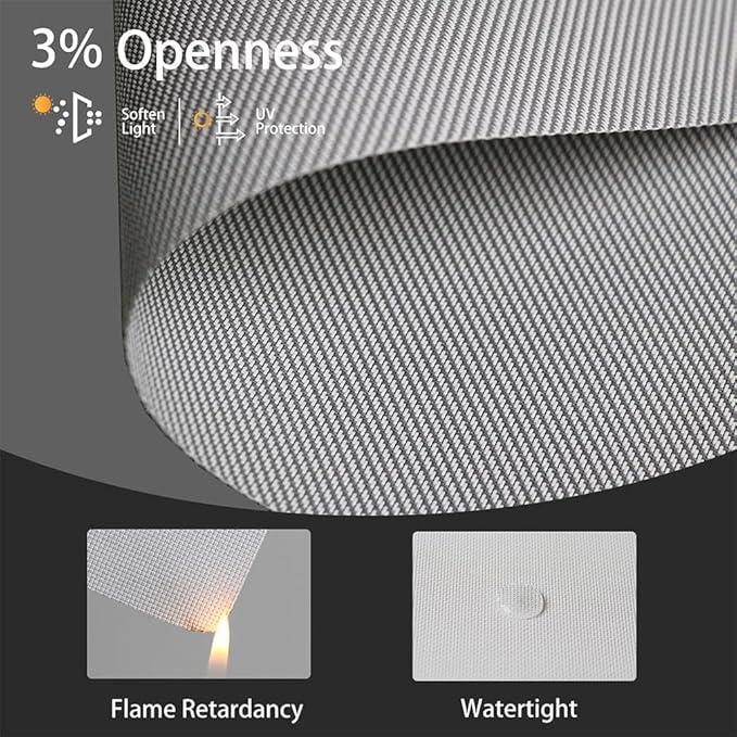 Motorized Solar Shades, Light Filtering Smart Blinds for Windows Automatic Blinds Compatible with Alexa, Falme Resistant Roller Shades Customized for Office Living Room (3% Openness Sliver)
