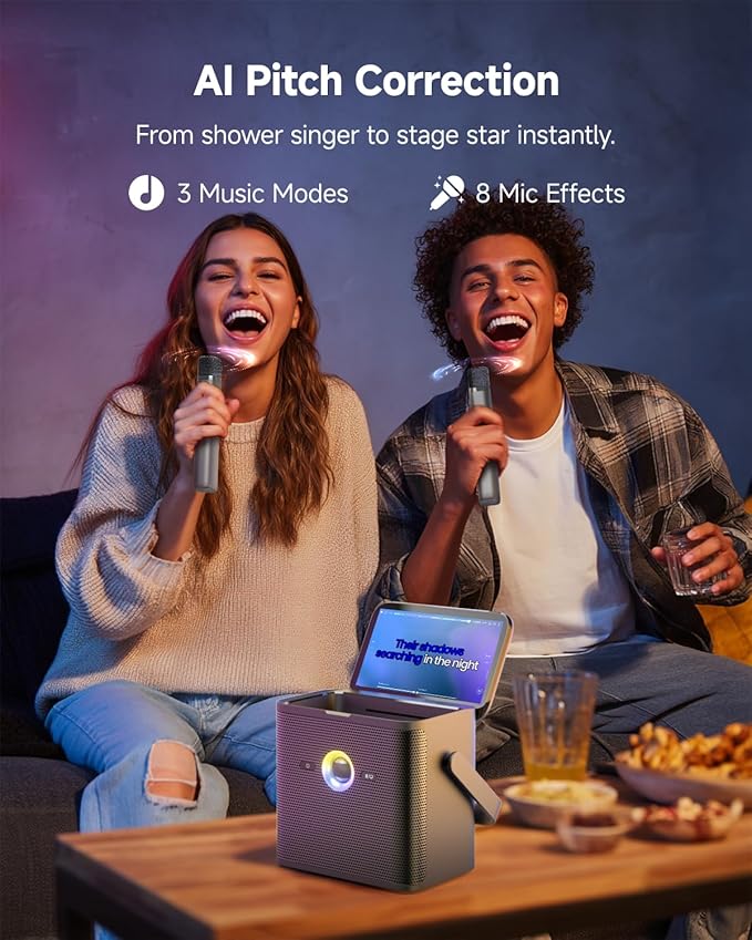 Ikarao Karaoke Machine for Adults, with Lyrics Display and Screen, Karaoke System for YouTube, 2 Wireless Microphones, Autotune & Echo, KaraFun Prime, Portable Karaoke Speaker for Home Outdoor Party