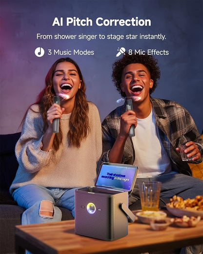 Ikarao Karaoke Machine for Adults, with Lyrics Display and Screen, Karaoke System for YouTube, 2 Wireless Microphones, Autotune & Echo, KaraFun Prime, Portable Karaoke Speaker for Home Outdoor Party