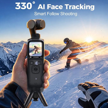 4K Vlogging Camera with AI Face Tracking, 330° Rotating Lens & WiFi