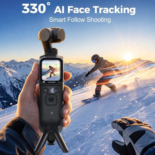 4K Vlogging Camera with AI Face Tracking, 330° Rotating Lens & WiFi
