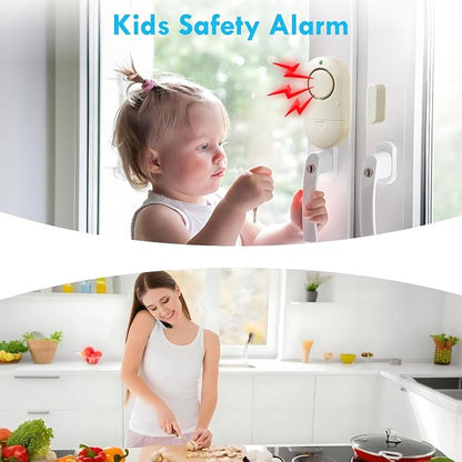 120DB High Decibel Door Window Alarms for Home Security, Toddler Child Safety Entry Open Alert Door Chime, Anti Intrusion Sensor for Household Store Apartment Garage, 10 Pack Beige