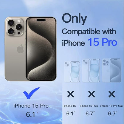 JETech Privacy Full Coverage Screen Protector for iPhone 15 Pro 6.1-Inch, Black Edge Anti-Spy Tempered Glass Film with Easy Installation Tool, Case-Friendly, 2-Pack