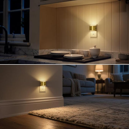 DORESshop Night Light, Night Lights Plug into Wall, Adjustable, 3000K | 3 Level Brightness Adjustable Plug in Night Light, Dusk to Dawn Sensor, Nightlights for Adults, Bedroom, Bathroom, 2 packs