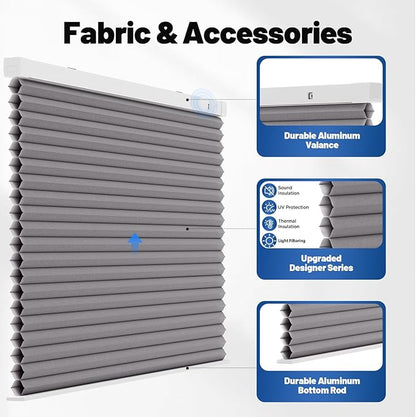 Motorized Cellular Shades with Remote, Smart Cellular Shades Compatible with Apple HomeKit, Alexa & Google Home, Honeycomb Window Blinds for Indoor Windows, Light Filtering Neutral Taupe