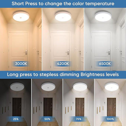 Rechargeable Closet Lights Motion Sensored, Wireless Battery Operated Ceiling Light, Rechargeable Motion Sensor Light indoor for Closets Shower Stairs Hallway Pantry Porch Garage, 3 Color Temperatures