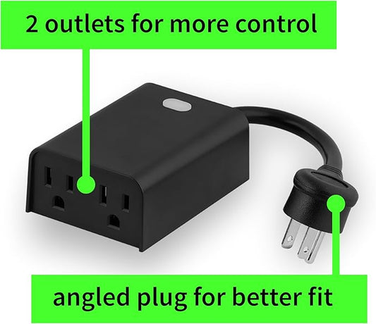 Zooz 800 Series Z-Wave Long Range Outdoor Double Plug ZEN14 | Hub Required | Works with The Z-Box Hub, Home Assistant, and Hubitat