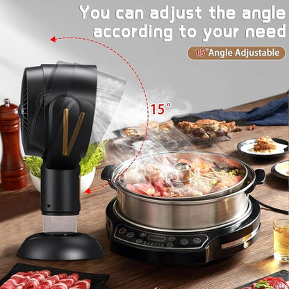 PuffHide Purifier for Smoking Indoors, Portable USB Rechargeable Adjustable, Detachable Smoke Fan for BBQ, Hot Pot, Indoor Grill & Kitchen Cooking, Gold