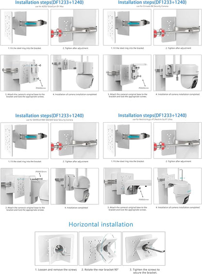 Pole Mount for for AOSU D1 SE/Lite/Max,eufy Solocam S340/E30,Reolink Argus PT 3MP/4MP/5MP/2K ANSQUE(GU01/SA01),SEHMUA,TP-Link Tapo Outdoor Pan/Tilt Wi-Fi,Cinnado B6 Security Cameras (White)