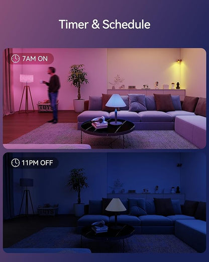 Matter Smart Light Bulbs, Color Changing Light Bulb, hub Required, A19 60W,2.4Ghz WiFi only,Compatible with Alexa Google Assistant, Apple Home,16 Million Colors RGBCW 800 Lumen,1 Pack