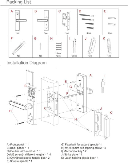WiFi Smart Lock, Tuya Smart Fingerprint Lock, Door Lock Keypad, Door Lock with Handle Fingerprint Electronic Deadbolt, Smart Door Lock Compatible with Tuya APP for 38-55mm Thickness Home Door
