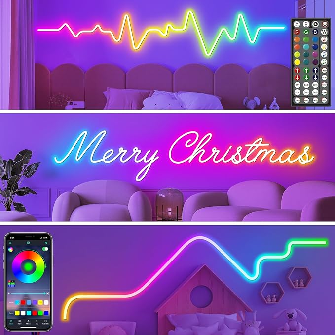 LETIANPAI 32.8FT Neon Rope Lights,Flexible Led Rope Lights Control with App/Remote,Multiple Modes Music Sync Gaming RGB Led Neon Lights for Bedroom Outdoor