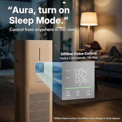 Aireal AEH800 Air Purifier and Humidifier Combo for Large Rooms, Smart WiFi & Voice Control, 7L Evaporative Humidifier, Advanced Air Quality Sensor, Quiet Sleep Mode, Auto Air Quality Monitor