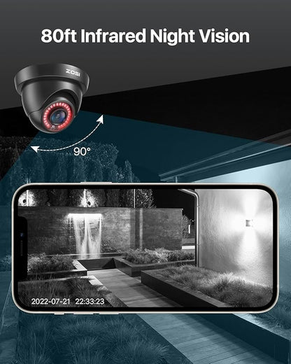 ZOSI 1080P HD Security Camera Indoor Outdoor,1920TVL 2.0MP 4-in-1 HD TVI/CVI/AHD/CVBS CCTV Camera,Weatherproof,80ft IR Night Vision,for 960H,720P,1080P,5MP,4K Analog Home Surveillance DVR System