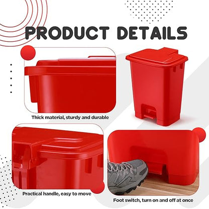 2pcs 5 Gallon Red Step on Trash Can Hands-Free Waste Bin with Odor Control Lid Touchless Sanitary Use Garbage Can for Lab Dental Home Clinic Office