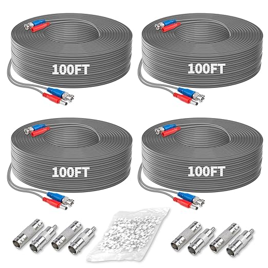 OOSSXX Video Power Cable BNC Extension All-in-One Cables for CCTV Security Cameras, Outdoor Wired Surveillance Camera DVR System