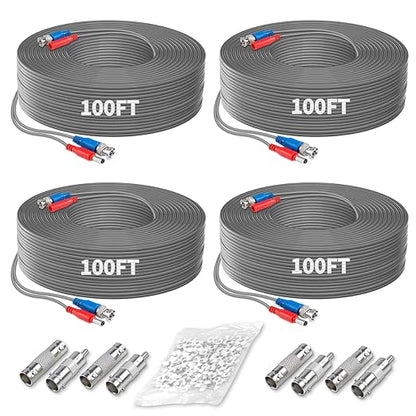 OOSSXX Video Power Cable BNC Extension All-in-One Cables for CCTV Security Cameras, Outdoor Wired Surveillance Camera DVR System