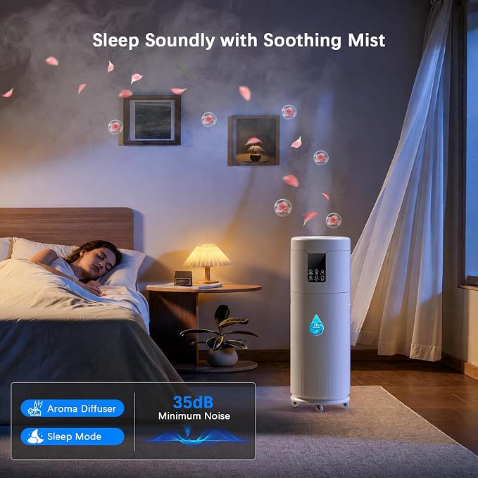 Humidifiers for Large Room Home Bedroom 2000 sq.ft. 17L/4.5Gal Large Humidifier with Extension Tube & 4 Speed Mist,Top Fill Wholehouse Humidifier with 360°Nozzle for Plant Office Commercial Greenhouse