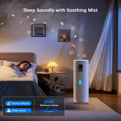 Humidifiers for Large Room Home Bedroom 2000 sq.ft. 17L/4.5Gal Large Humidifier with Extension Tube & 4 Speed Mist,Top Fill Wholehouse Humidifier with 360°Nozzle for Plant Office Commercial Greenhouse