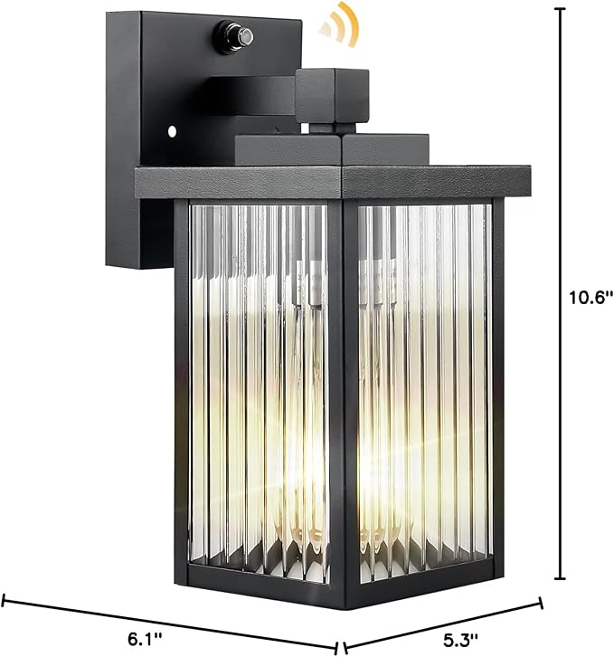 Dusk to Dawn Outdoor Wall Light Fixture, Waterproof Exterior Porch Light with Tempered Glass for House Front Door Garage Patio