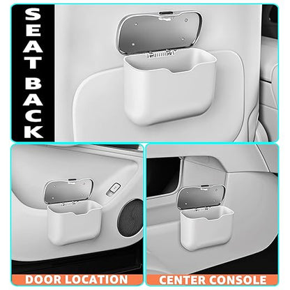 HOLDCY Car Trash Can, Waterproof Multi‑Functional Auto Trash Bin for Door/Console/Seat Back, Universal Vehicle Garbage Can for Car/Truck/SUV Drivers (White)
