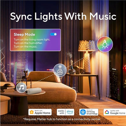 U-tec Smart Light Bulbs, 1100 Lumen, 90+CRI Matter & Bluetooth Color Changing A19 Light Bulb, 16 Million DIY Colors RGB Light Bulbs, Compatible with Alexa, Google Assistant Home App, 4 Pack
