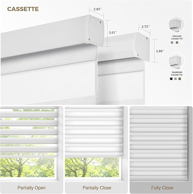 HeyBlinds Motorized Zebra Blinds with Remote, Smart Cordless Electric Zebra Shades for Indoor Windows Compatible with Alexa Google & Homekit, Custom Size (Simple-White LF)