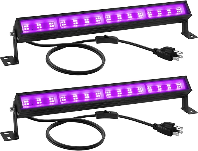 38W LED Black Light Bar, Blacklight Bars with Plug and Switch, Black Light for Glow Party, Halloween, Bedroom, Fluorescent Poster, 5.25ft Cord, 1 Pack