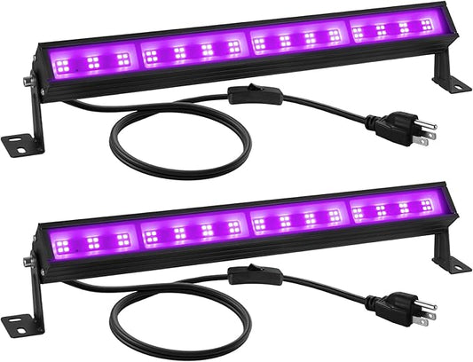 38W LED Black Light Bar, Blacklight Bars with Plug and Switch, Black Light for Glow Party, Halloween, Bedroom, Fluorescent Poster, 5.25ft Cord, 1 Pack