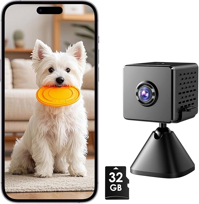 vebiliki Indoor Camera with 32GB TF Card, 4K WiFi Camera with Live View, Nanny Cam with Motion Alerts, Cloud & Local Storage, Auto Night Vision Indoor Security Camera for Baby, Pet & Elder Care