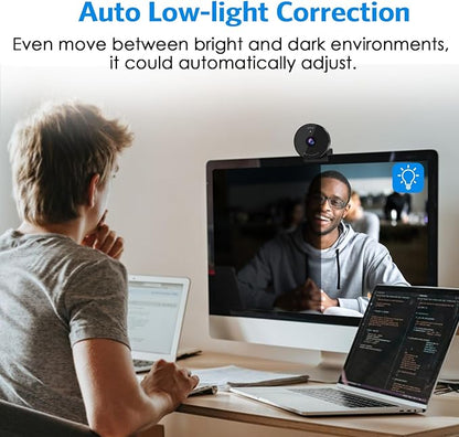 EMEET C950 Webcam for PC, 1080P Webcam with Microphone&Privacy Cover, Auto Light Correction, 70° FOV for Personal Use, Plug&Play Web Cam Protect Data, Perfect for Office Professionals&Remote Workers