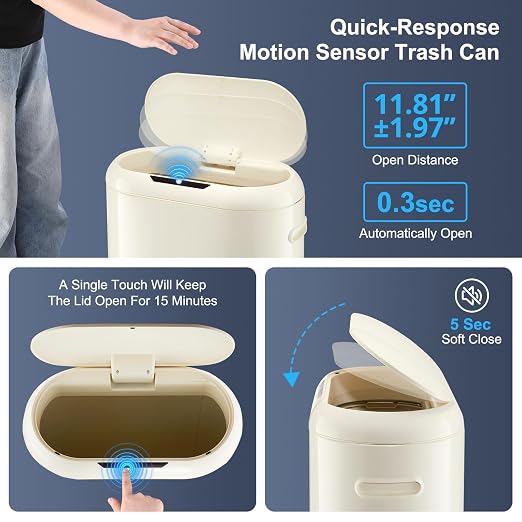 Garvee 13 Gal Sensor Trash Can - Touchless Automatic Kitchen Garbage Bin