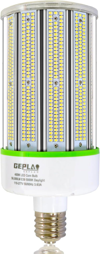 GEPLAD 400W LED Corn Bulb, E39 Mogul Base, 5000K Daylight, 56,000 Lumens, Equivalent to 1200W MH/HPS/HID, Non-Dimmable for Street, Shop, Warehouse, Parking Lot Lighting