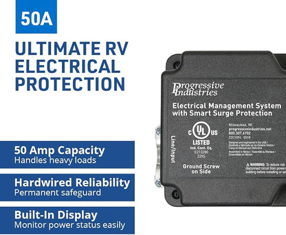 Progressive Industries EMS-LCHW50 Heavy Duty RV Surge Protector, Black, 50 Amp