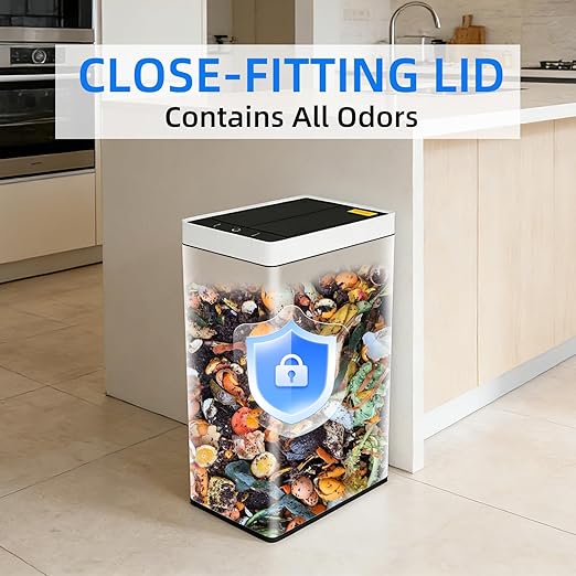 8 Gallon Touchless Kitchen Trash Can with Motion Sensor Lid, Smart Stainless Steel Garbage Can with Automatic Bagging System for Home, Office & RV
