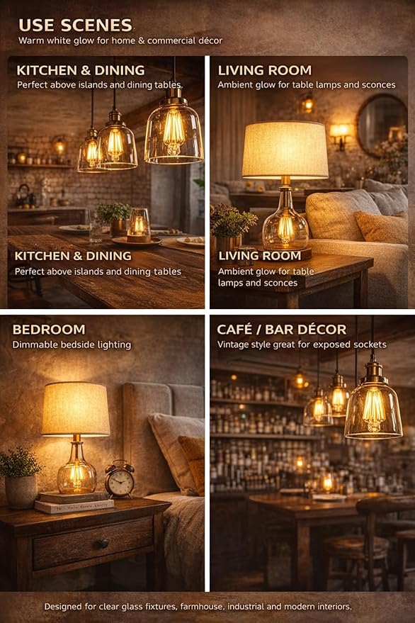 Smart Bulbs LED Smart Light Bulb WiFi Dimmable No Hub Required Edison Vintage WiFi Edison Smart Bulb ST19 Vintage Filament Smart Bulb E26 Base Soft Warm Amber No Hub Required