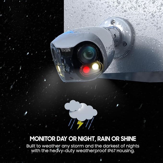 Amcrest Dual-Lens 4K (8MP) Outdoor Security POE Camera, 2 x 4MP Lenses PoE AI Bullet IP Camera, 65ft Night Color, Face Detection, Panoramic 180° FOV, 4K@15fps IP8M-DLB2998EW-AI (White)