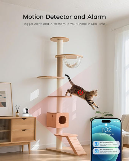 PGST Camera for Home Security Indoor, WiFi Home Security Camera 1080P Two-Way Audio, Night Vision, Motion Sensor, Automatic Tracking, Cloud/SD Storage, Compatible with Alexa