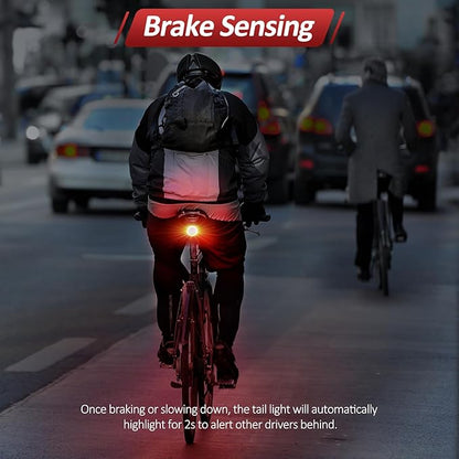 Bike Alarm with Remote, Bike Tail Light & Brake Light Auto ON/Off USB-C Rechargeable, 110dB Bicycle Alarm System Anti Theft Vibration Motion Sensor for Bike, Ebike, Scooter, IP65 Waterproof