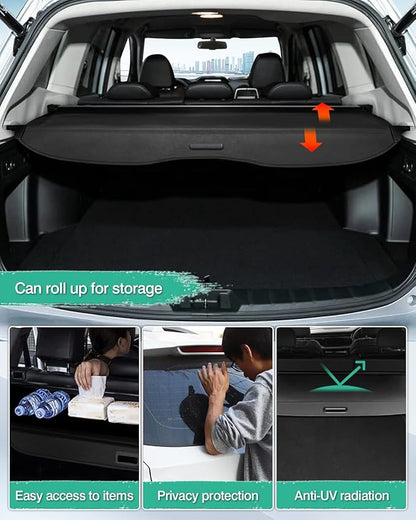 Powerty Cargo Cover for Subaru Forester 2009-2013(Manual Rear Gate), Retractable Trunk Cover Rear Trunk Security Cover for 2009-2013 Forester Accessories Shielding Shade Black No Gap