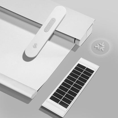 Motorized Blinds with Remote, Smart Blinds with Solar Panel, Cordless Blackout Automatic Shades with Matter Motor, White, 36×72