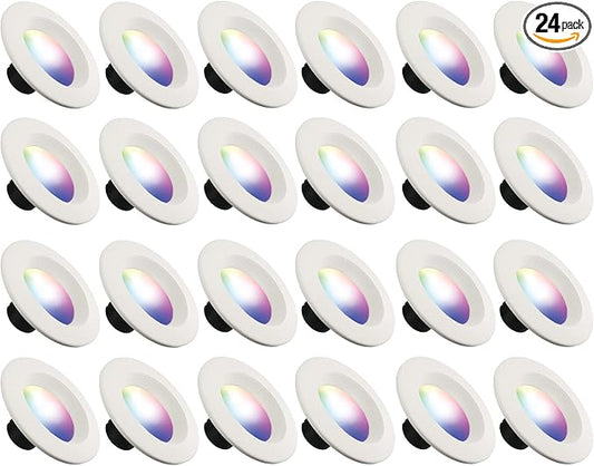 XTREME DIGITAL LIFESTYLE ACCESSORIES 24-Pack Energizer Smart WiFi Multi Color and Multi White 5”/6” LED Recessed Downlight BR30 E26 Screw Base 1100 Lumens 85W
