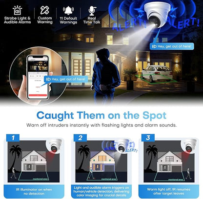 Real 4K Outdoor Turret PoE Camera - 8MP Active Deterrent IP Camera w/Smart Color Night (98ft), 2-Way Audio, Human/Vehicle Detection, Full Metal IP67, 127° Wide Angle, 120dB WDR
