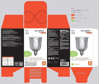 Sengled+ C01-BR30SP Pulse Dimmable LED Light Bulb with a Built-In Wireless Bluetooth JBL Speaker, Satellite Bulb, Pewter